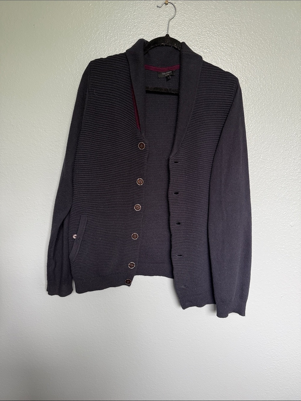 Ted Baker Men's Shawl Collar Cardigan in Dark Navy